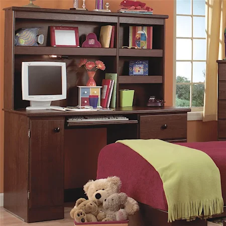 Computer Desk with Shelf Storage and Tower Door